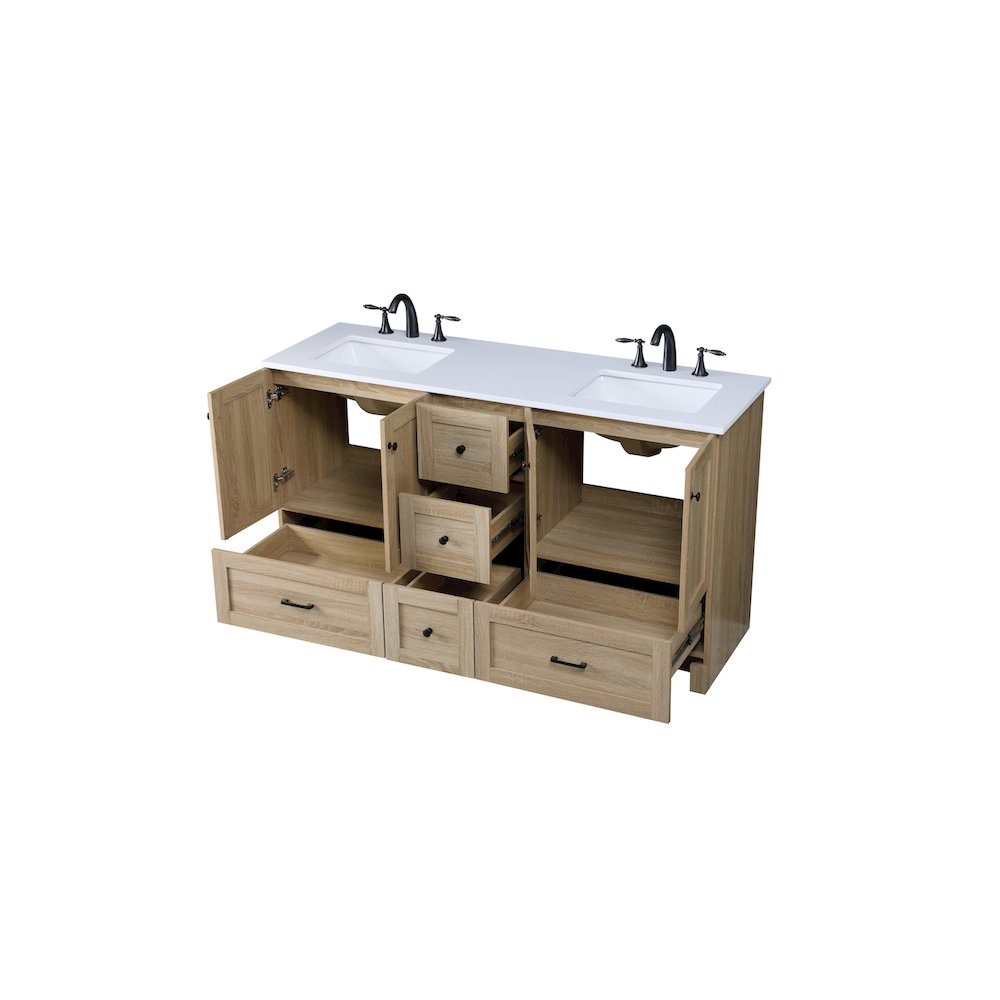 60 Inch Double Bathroom Vanity In Mango Wood. Picture 10