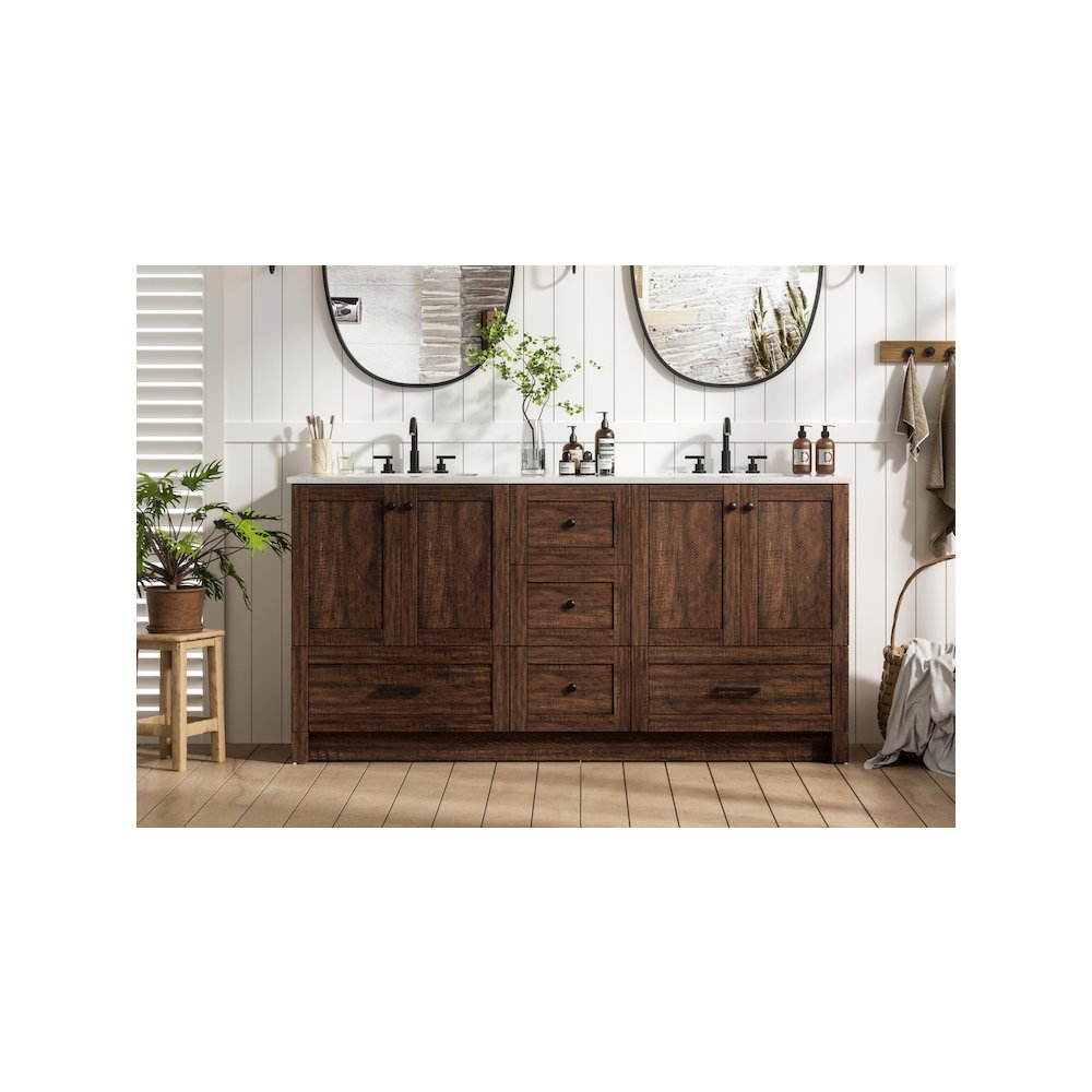 66 inch Double Bathroom Vanity In Expresso. Picture 2