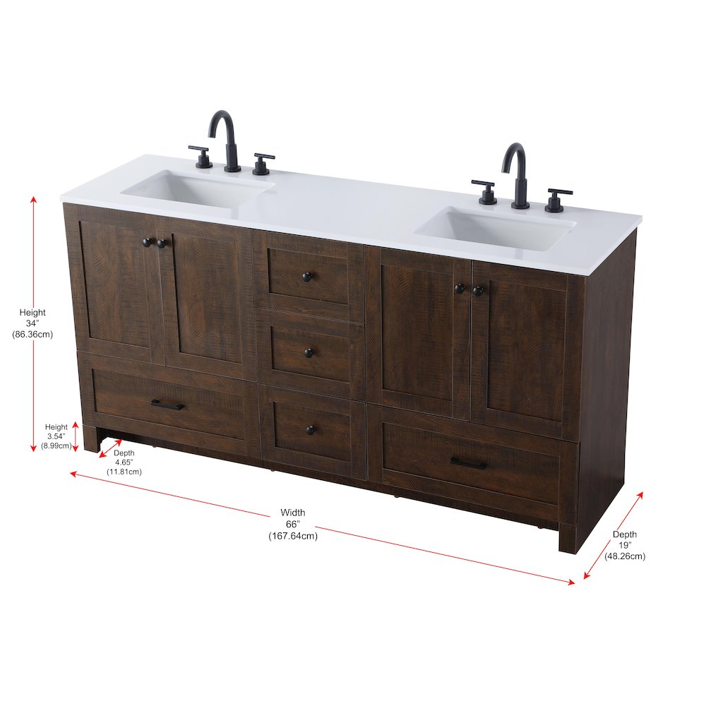 66 inch Double Bathroom Vanity In Expresso. Picture 12