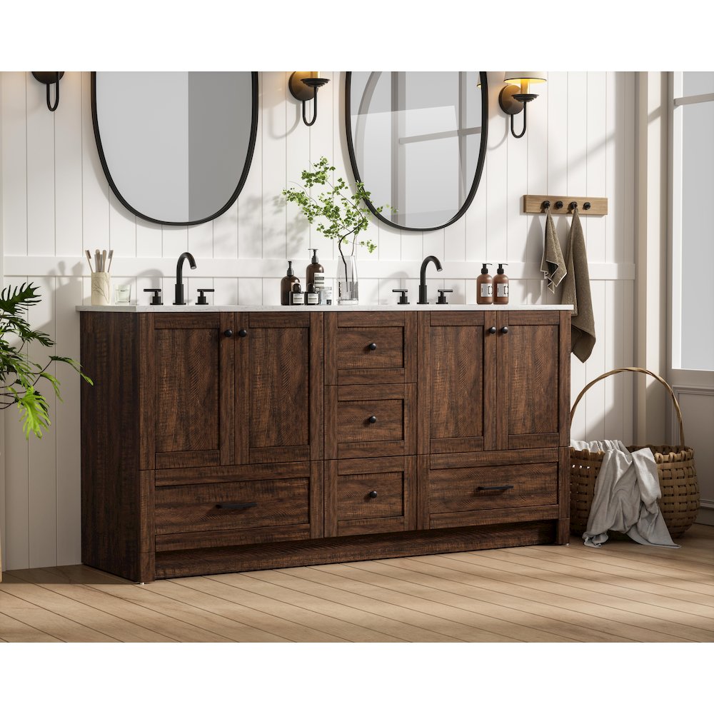 66 inch Double Bathroom Vanity In Expresso. Picture 3