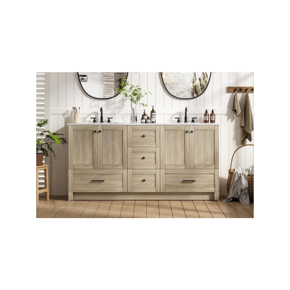 66 inch Double Bathroom Vanity In Mango Wood. Picture 2