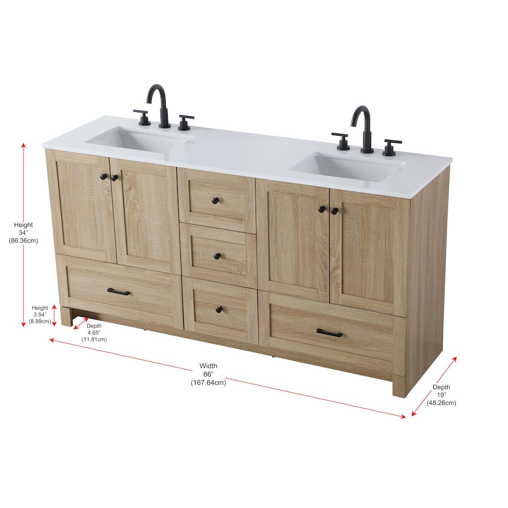 66 inch Double Bathroom Vanity In Mango Wood. Picture 12