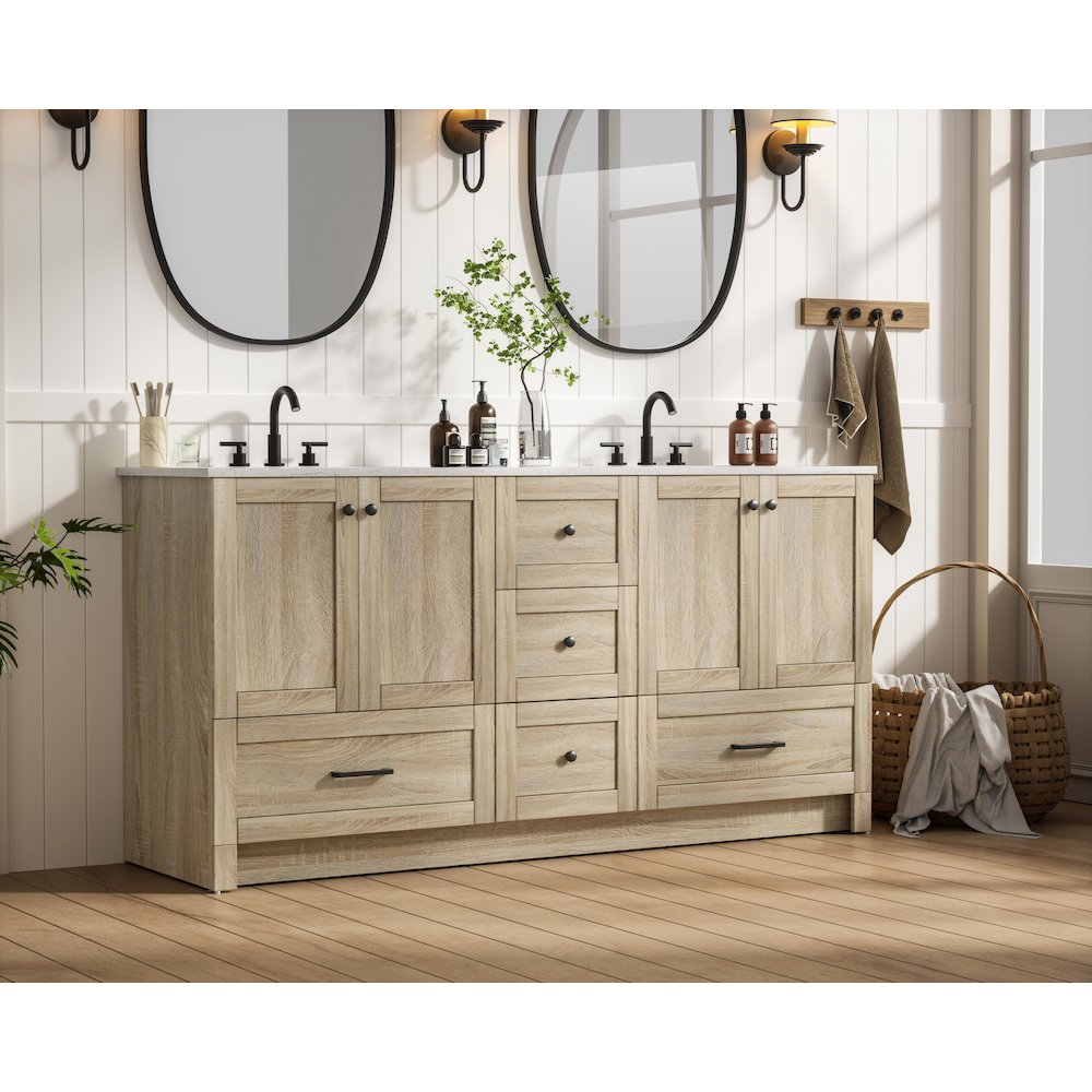 66 inch Double Bathroom Vanity In Mango Wood. Picture 3