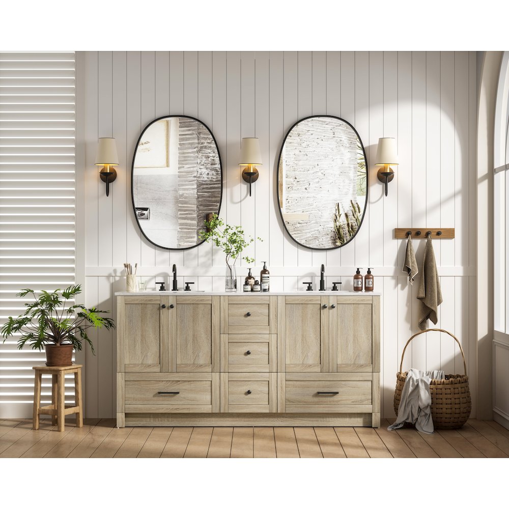 66 inch Double Bathroom Vanity In Mango Wood. Picture 4