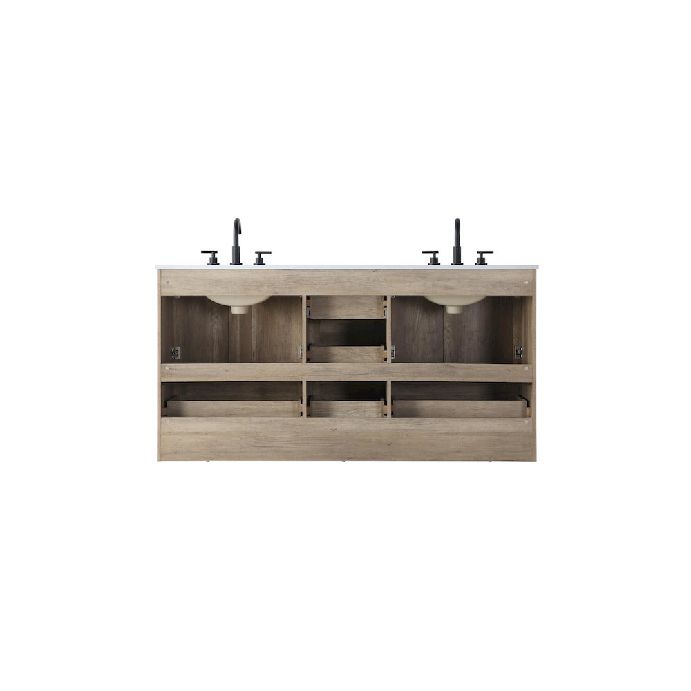 66 inch Double Bathroom Vanity In Natural Oak. Picture 11