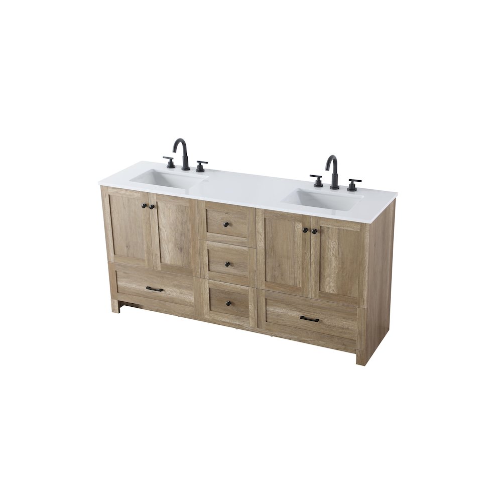 66 inch Double Bathroom Vanity In Natural Oak. Picture 6