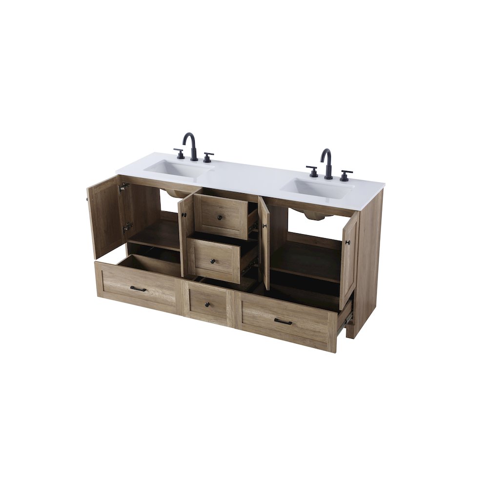 66 inch Double Bathroom Vanity In Natural Oak. Picture 7