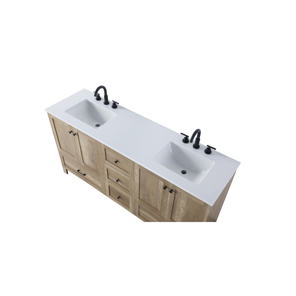 66 inch Double Bathroom Vanity In Natural Oak. Picture 8