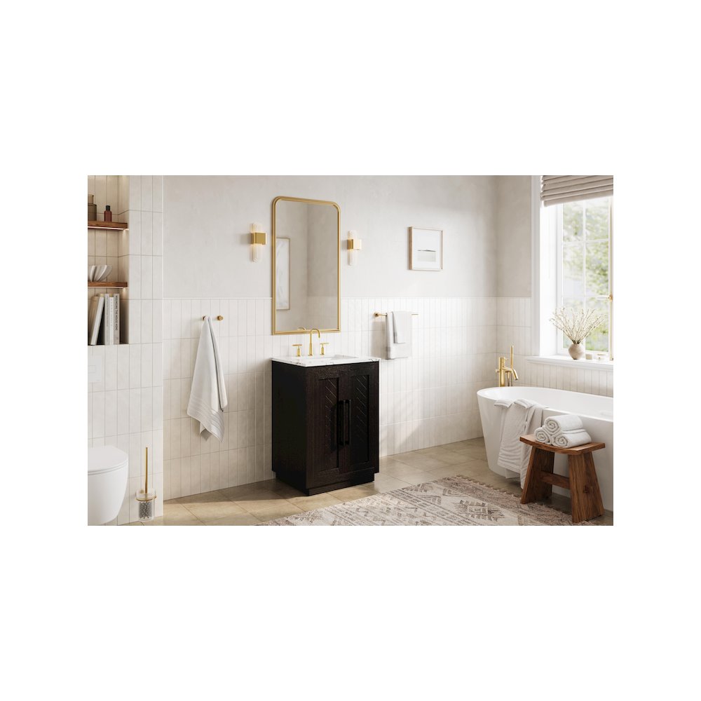 24 inch Single Bathroom Vanity in Chocolate Oak. Picture 3