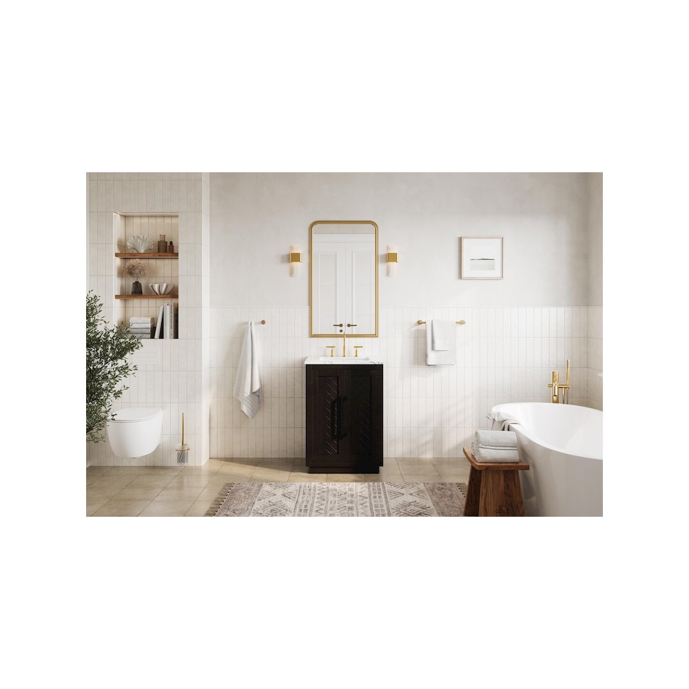 24 inch Single Bathroom Vanity in Chocolate Oak. Picture 4