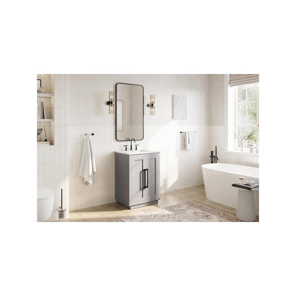 24 inch Single Bathroom Vanity in Grey. Picture 3