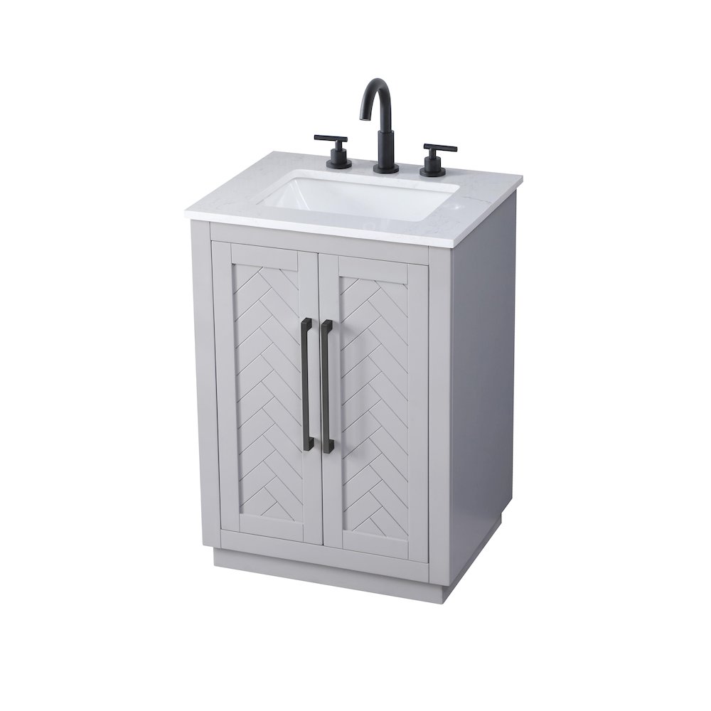24 inch Single Bathroom Vanity in Grey. Picture 6