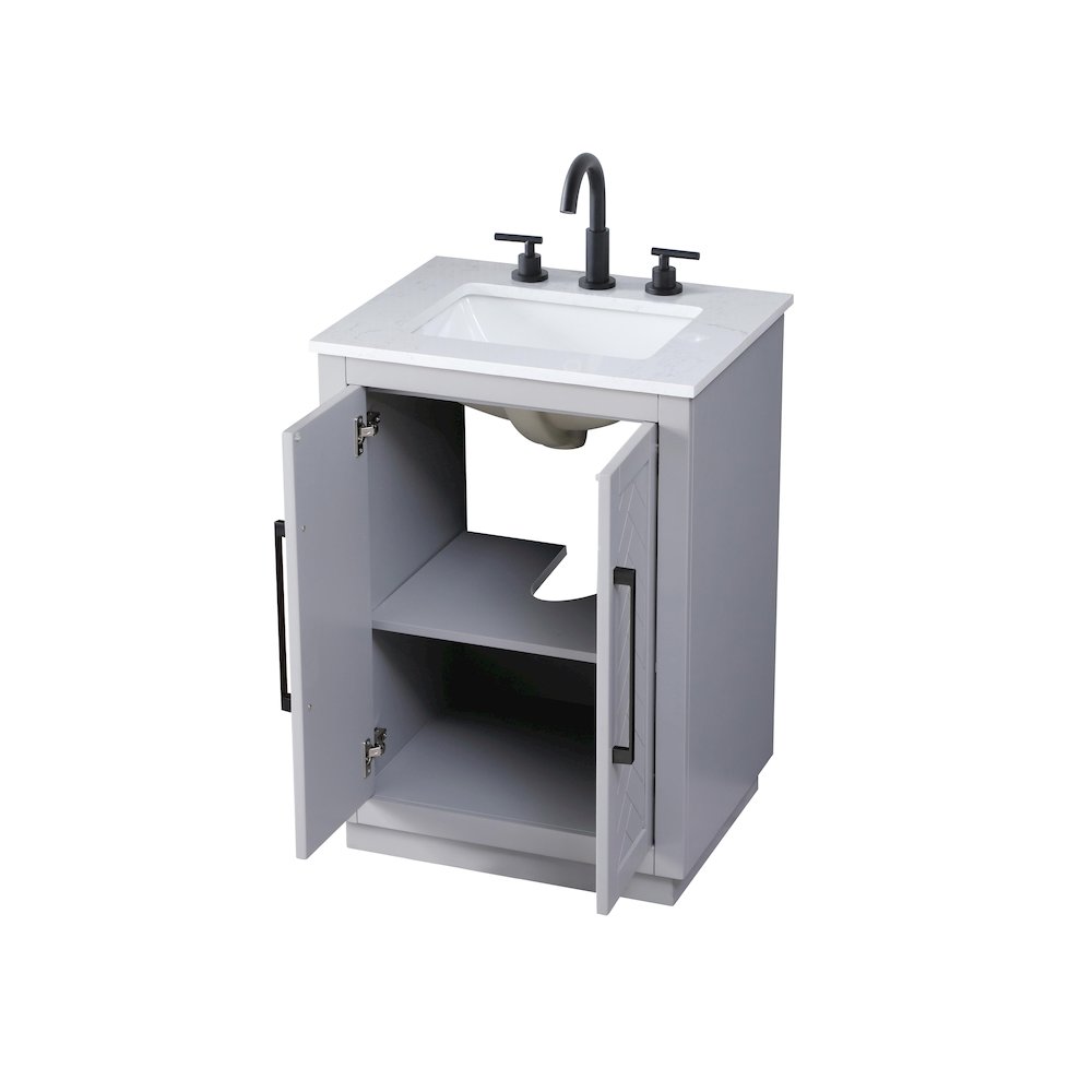 24 inch Single Bathroom Vanity in Grey. Picture 7