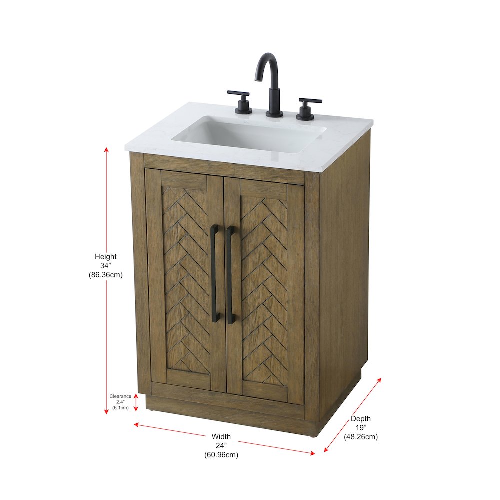 24 inch Single Bathroom Vanity in Hazel Oak. Picture 12