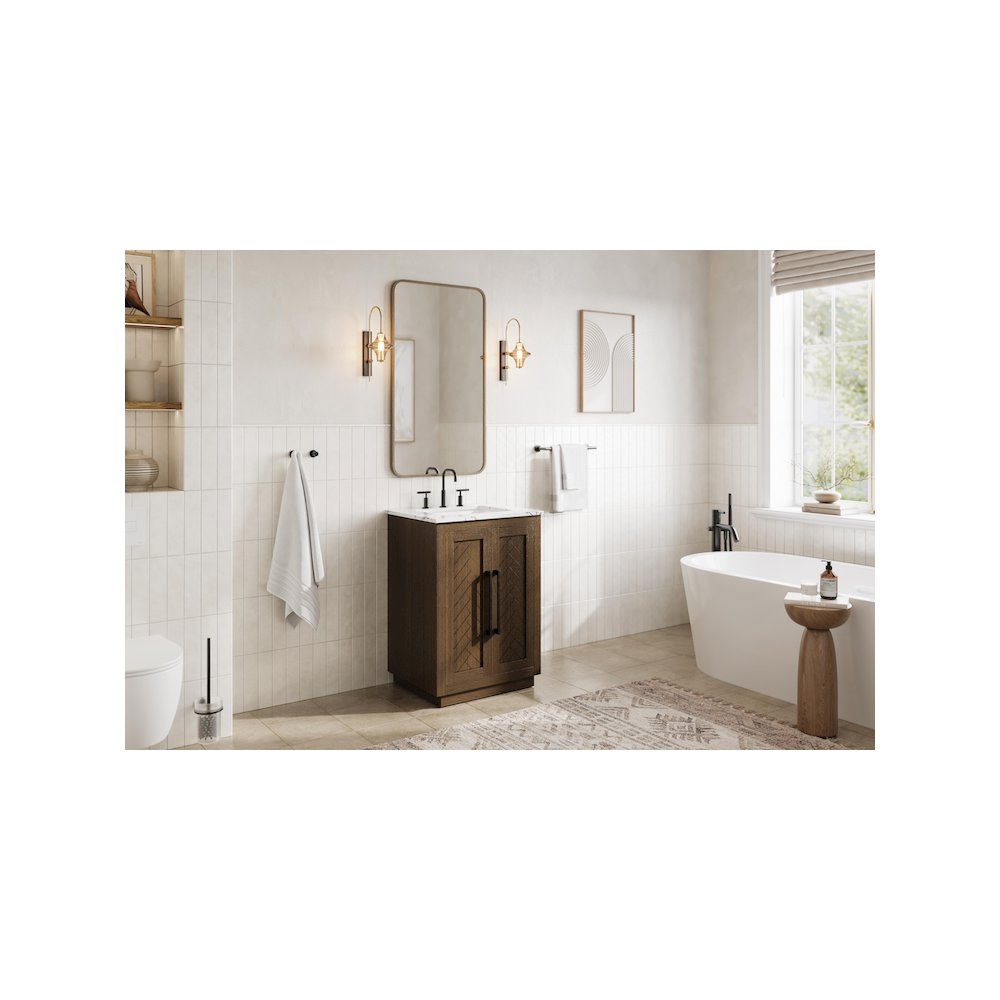 24 inch Single Bathroom Vanity in Hazel Oak. Picture 3