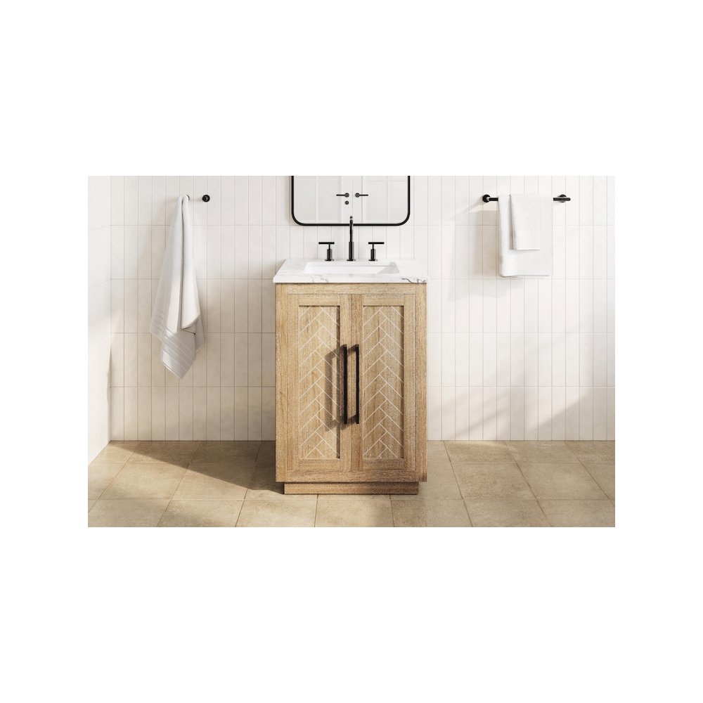 24 inch Single Bathroom Vanity in Linen Oak. Picture 2