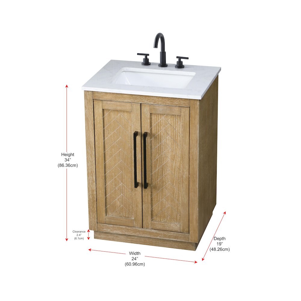 24 inch Single Bathroom Vanity in Linen Oak. Picture 12