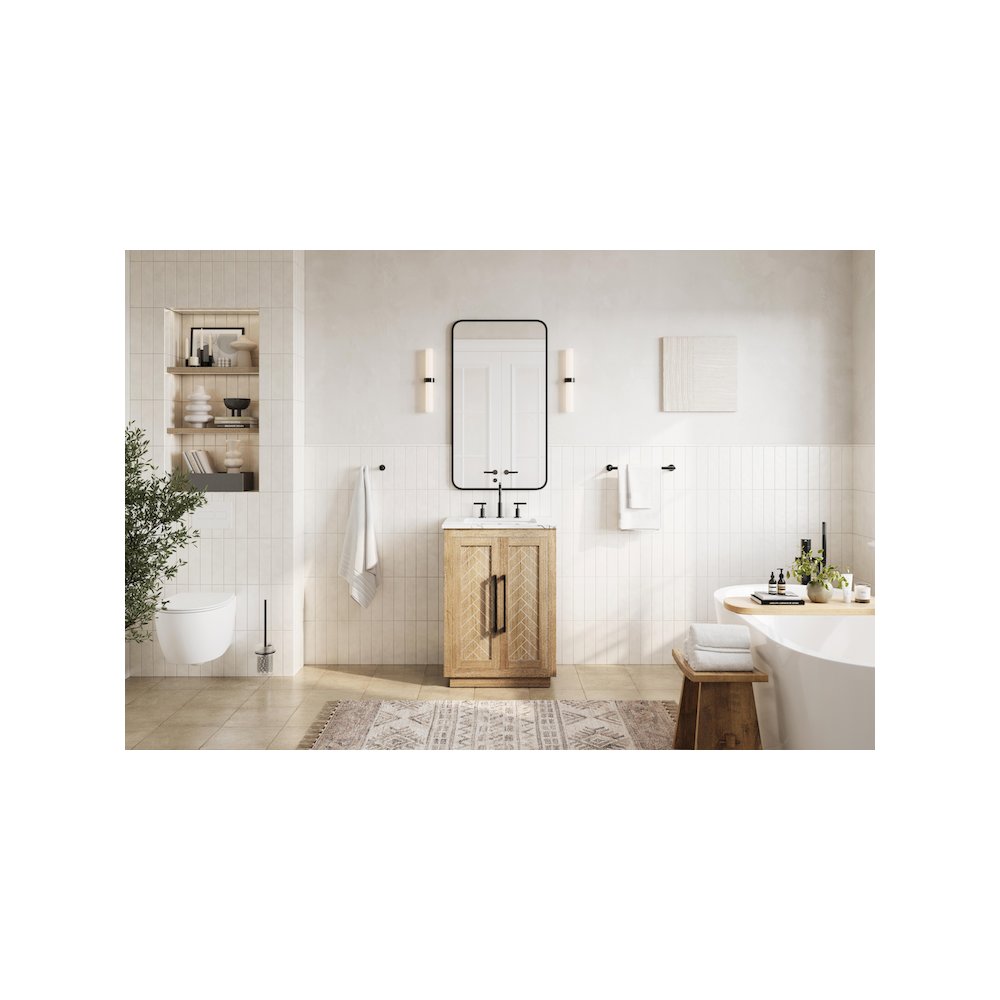 24 inch Single Bathroom Vanity in Linen Oak. Picture 4