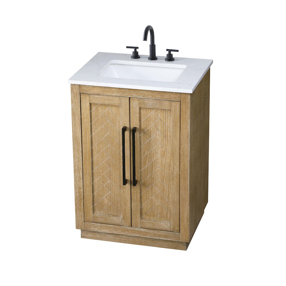 24 inch Single Bathroom Vanity in Linen Oak. Picture 6