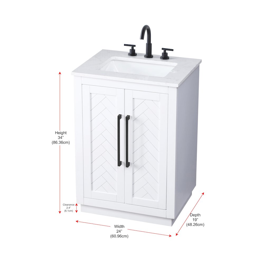 24 inch Single Bathroom Vanity in White. Picture 12
