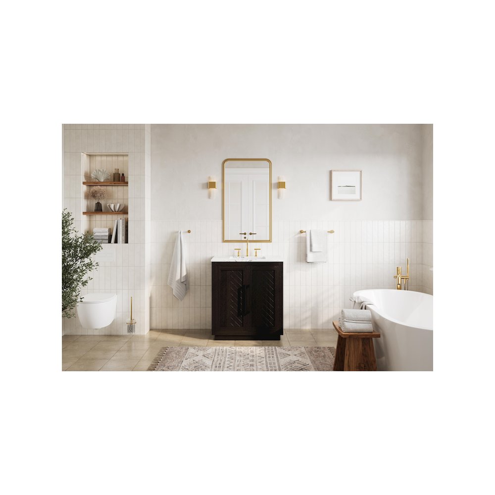 30 inch Single Bathroom Vanity in Chocolate Oak. Picture 4