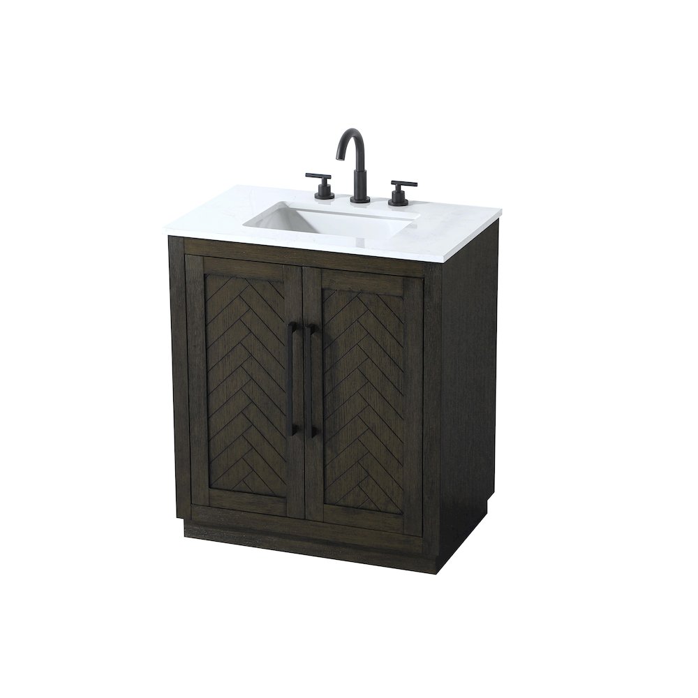 30 inch Single Bathroom Vanity in Chocolate Oak. Picture 6