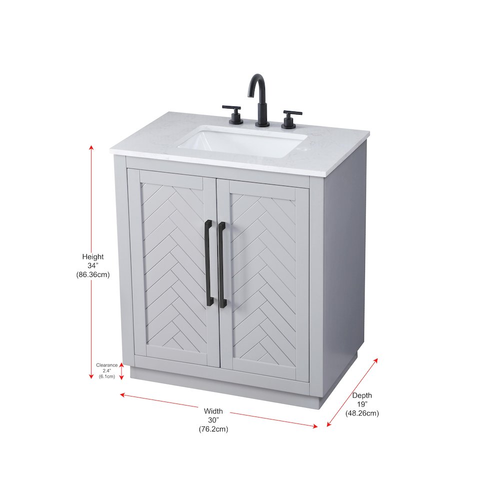 30 inch Single Bathroom Vanity in Grey. Picture 12