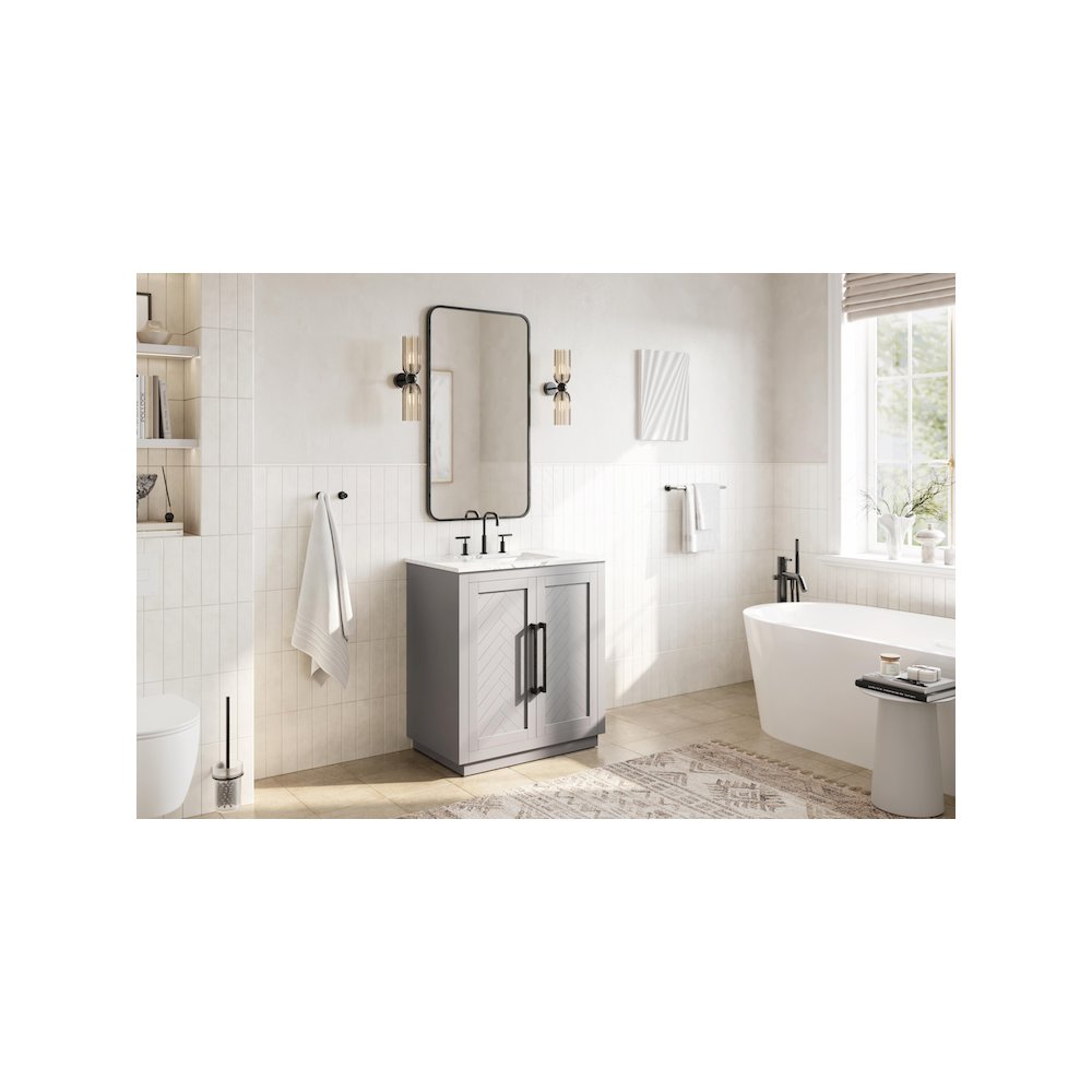 30 inch Single Bathroom Vanity in Grey. Picture 3