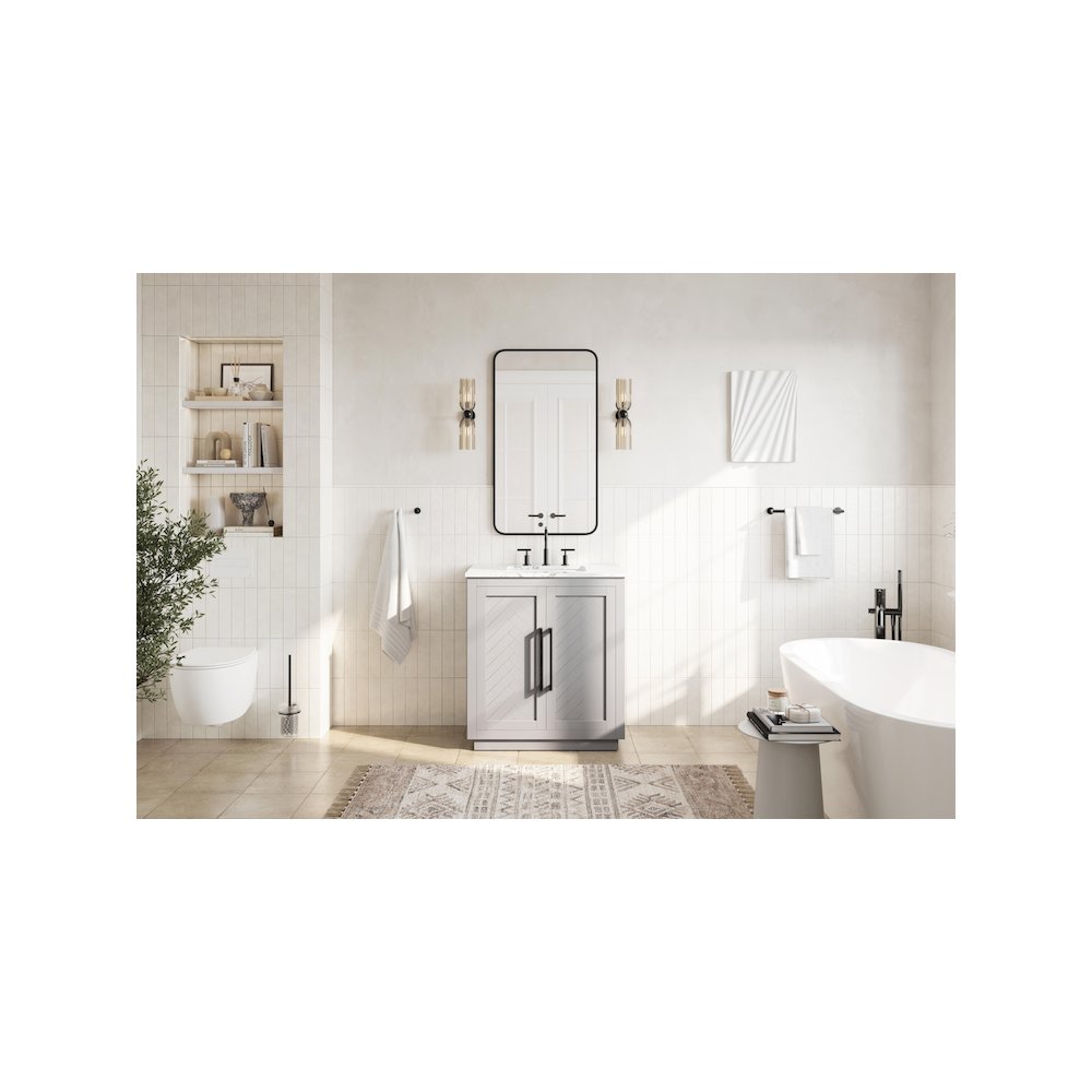 30 inch Single Bathroom Vanity in Grey. Picture 4