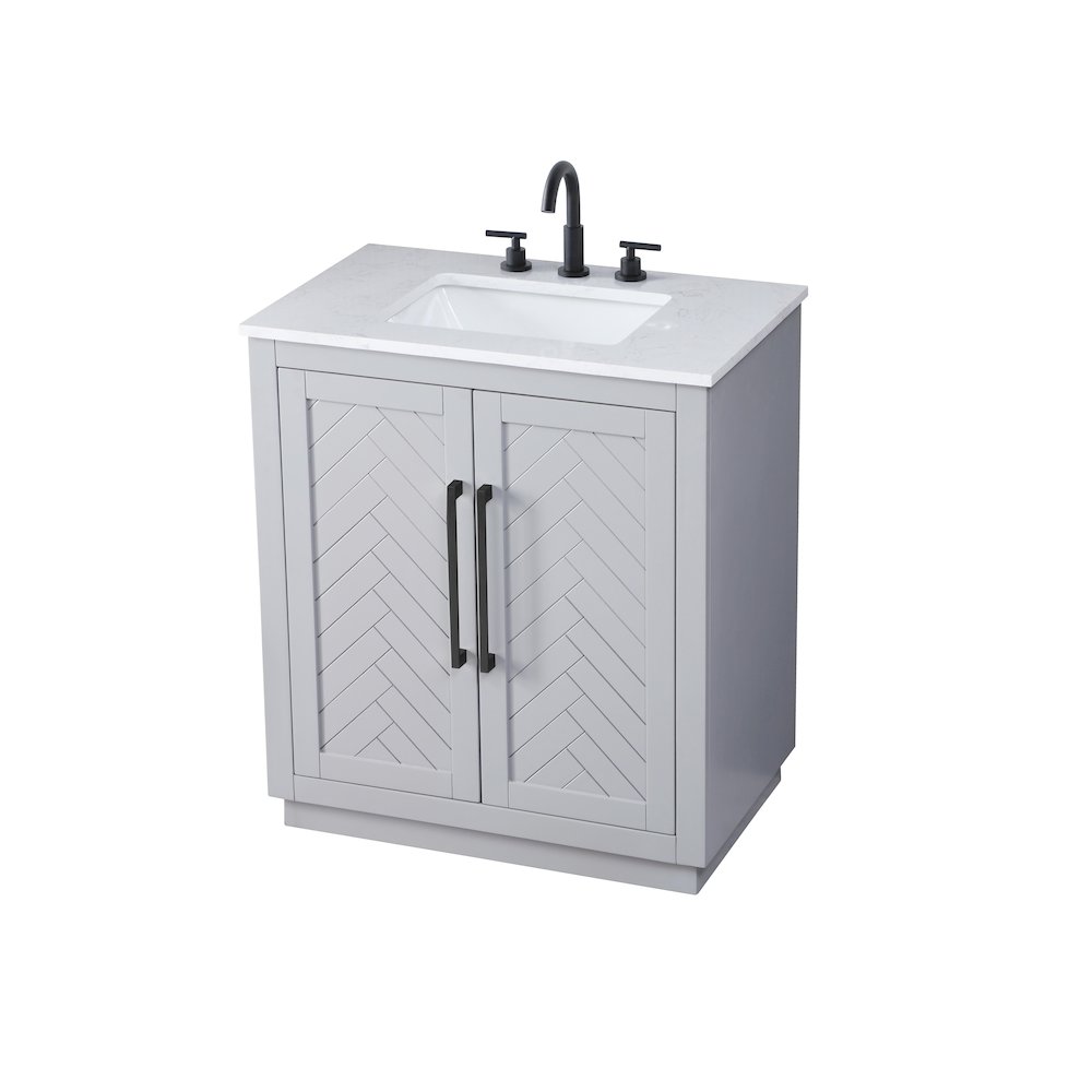 30 inch Single Bathroom Vanity in Grey. Picture 6