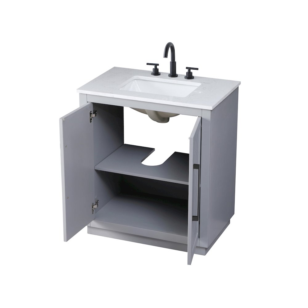 30 inch Single Bathroom Vanity in Grey. Picture 7