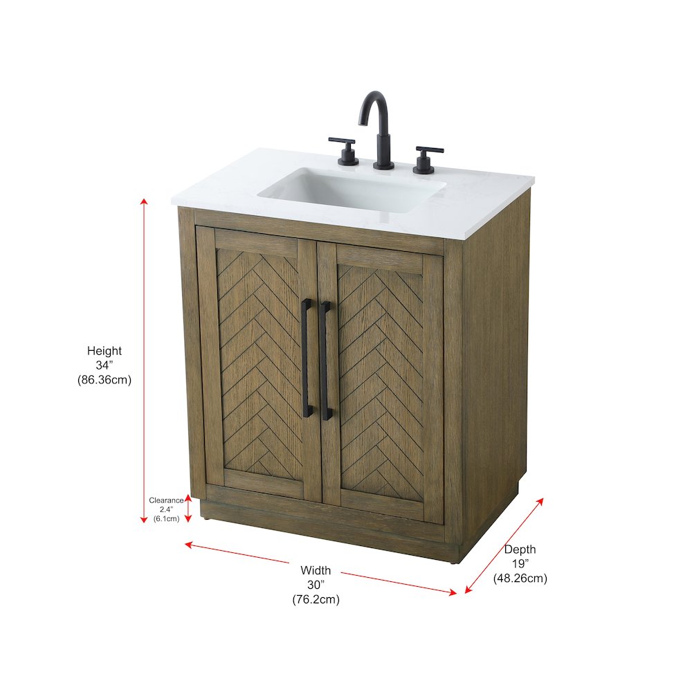 30 inch Single Bathroom Vanity in Hazel Oak. Picture 12