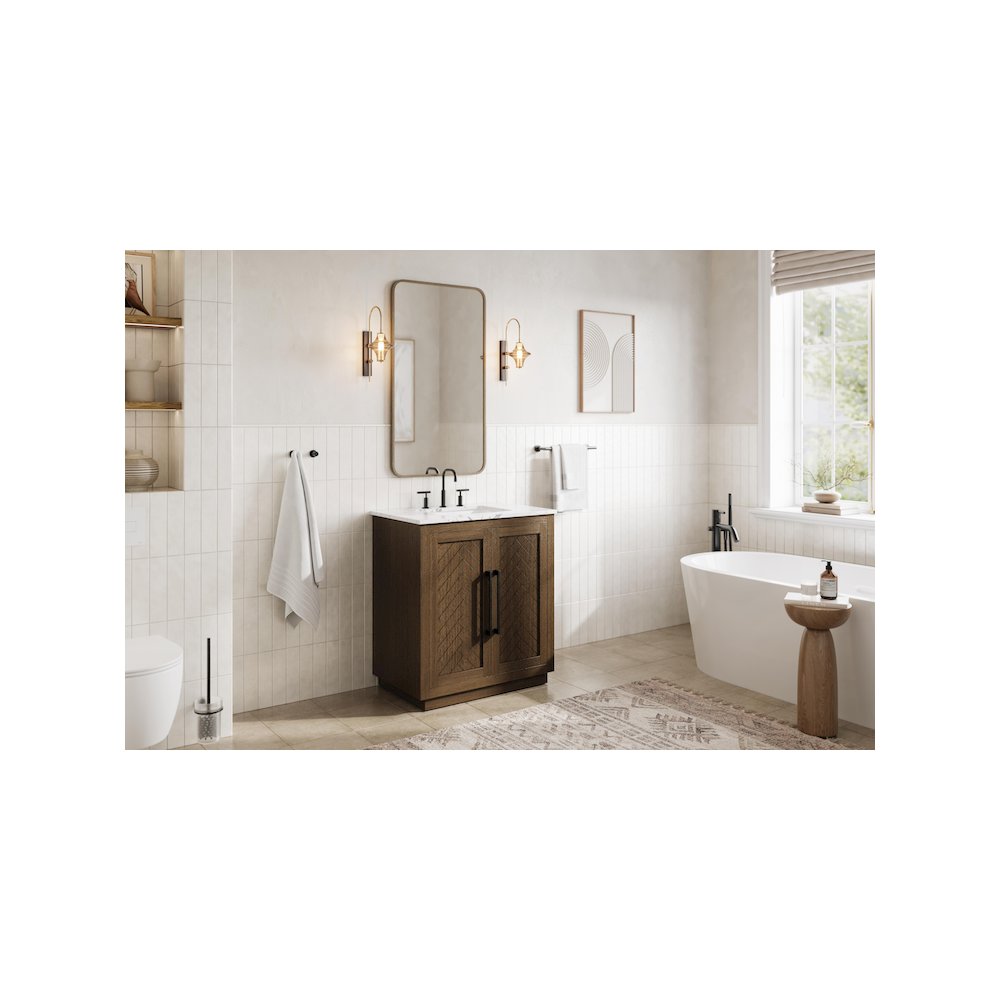 30 inch Single Bathroom Vanity in Hazel Oak. Picture 3