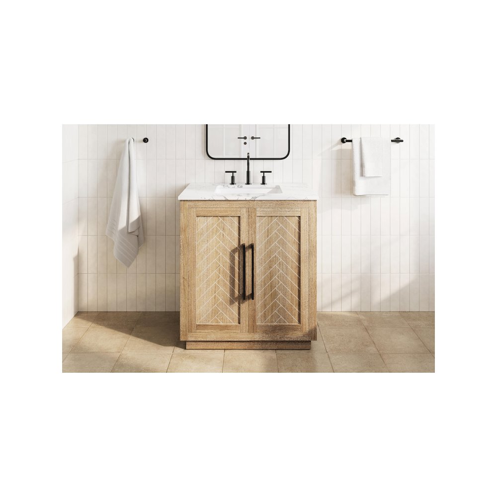 30 inch Single Bathroom Vanity in Linen Oak. Picture 2