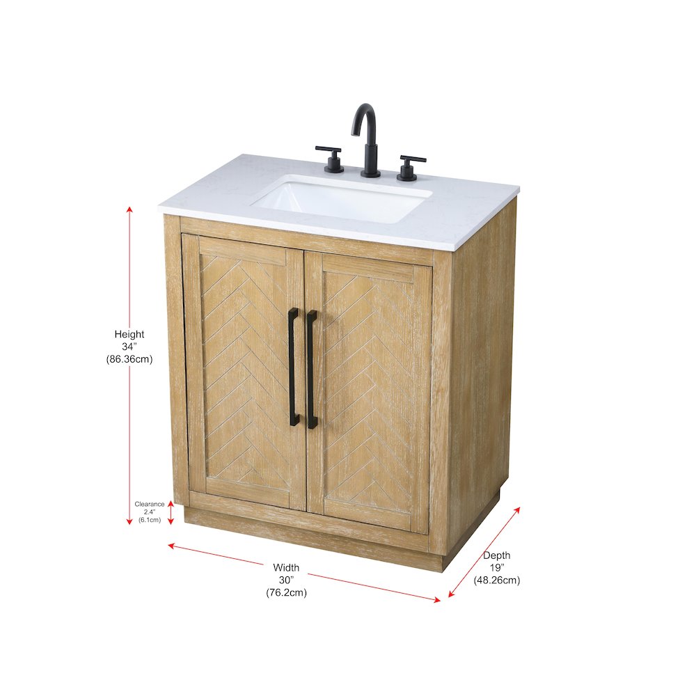 30 inch Single Bathroom Vanity in Linen Oak. Picture 12