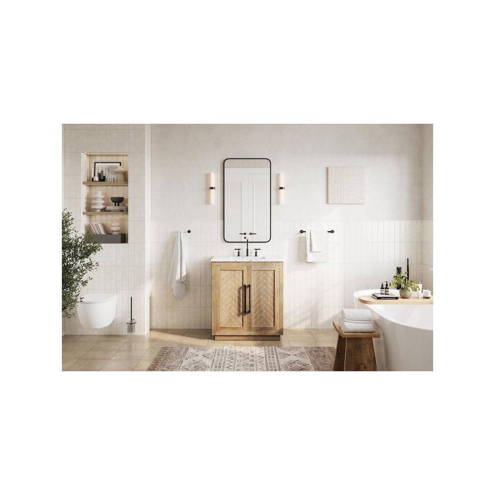 30 inch Single Bathroom Vanity in Linen Oak. Picture 4