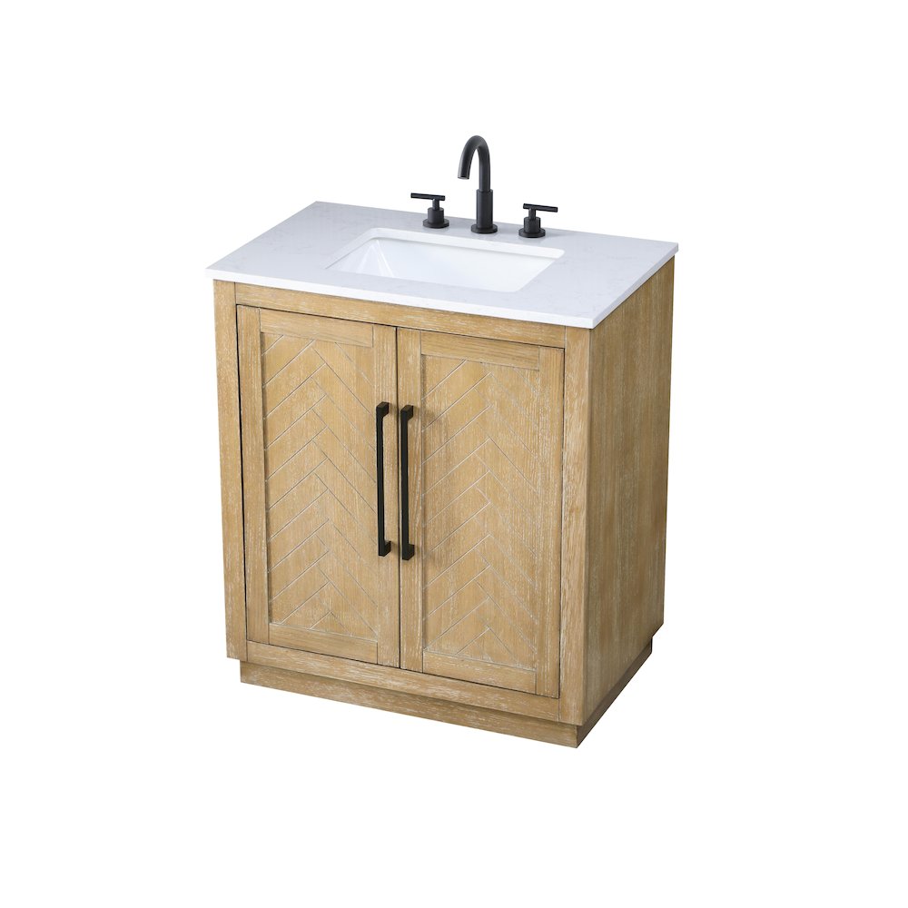 30 inch Single Bathroom Vanity in Linen Oak. Picture 6