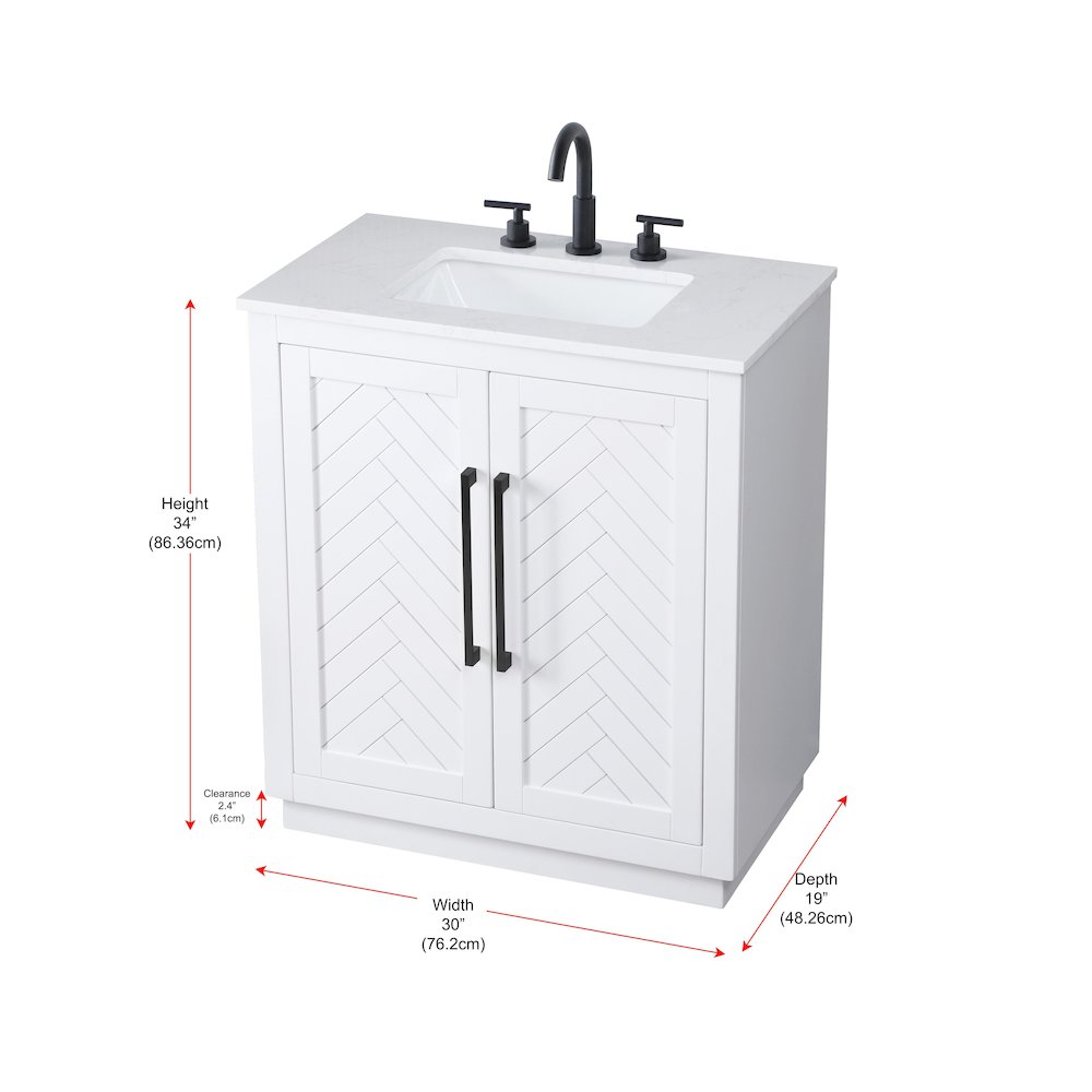 30 inch Single Bathroom Vanity in White. Picture 12