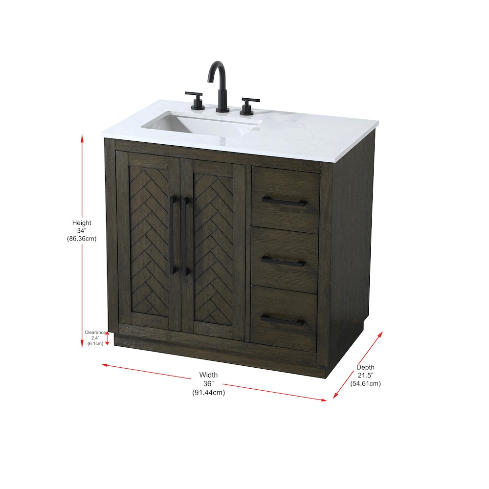 36 inch Single Bathroom Vanity in Chocolate Oak. Picture 12