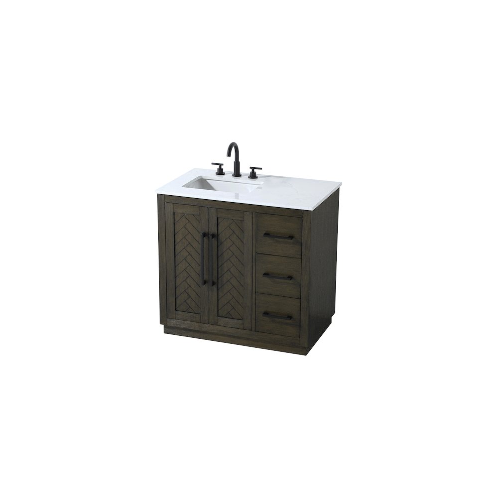36 inch Single Bathroom Vanity in Chocolate Oak. Picture 6