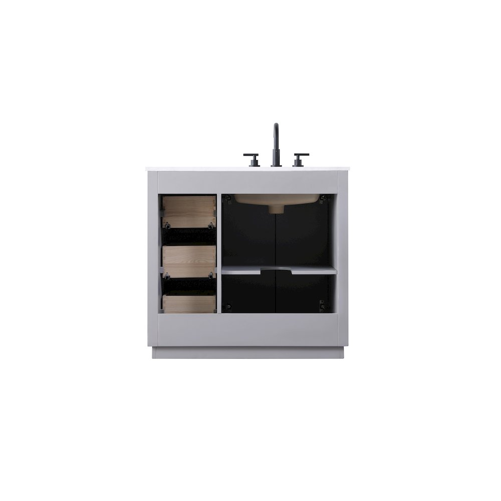36 inch Single Bathroom Vanity in Grey. Picture 11