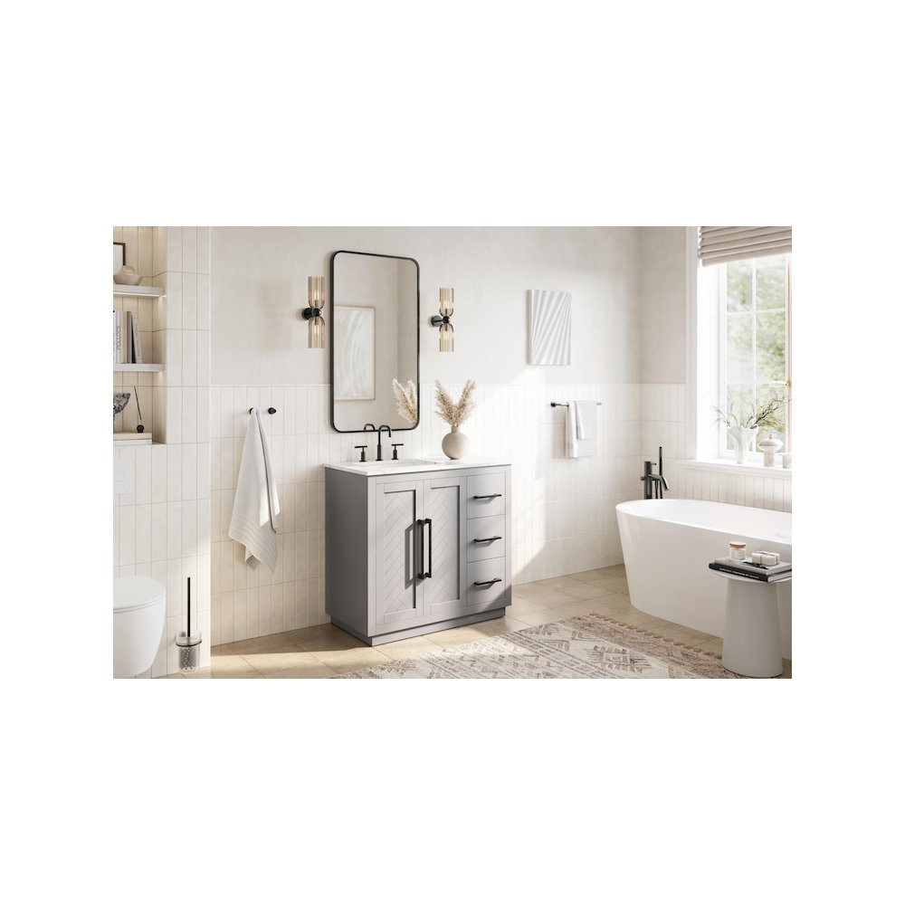 36 inch Single Bathroom Vanity in Grey. Picture 3