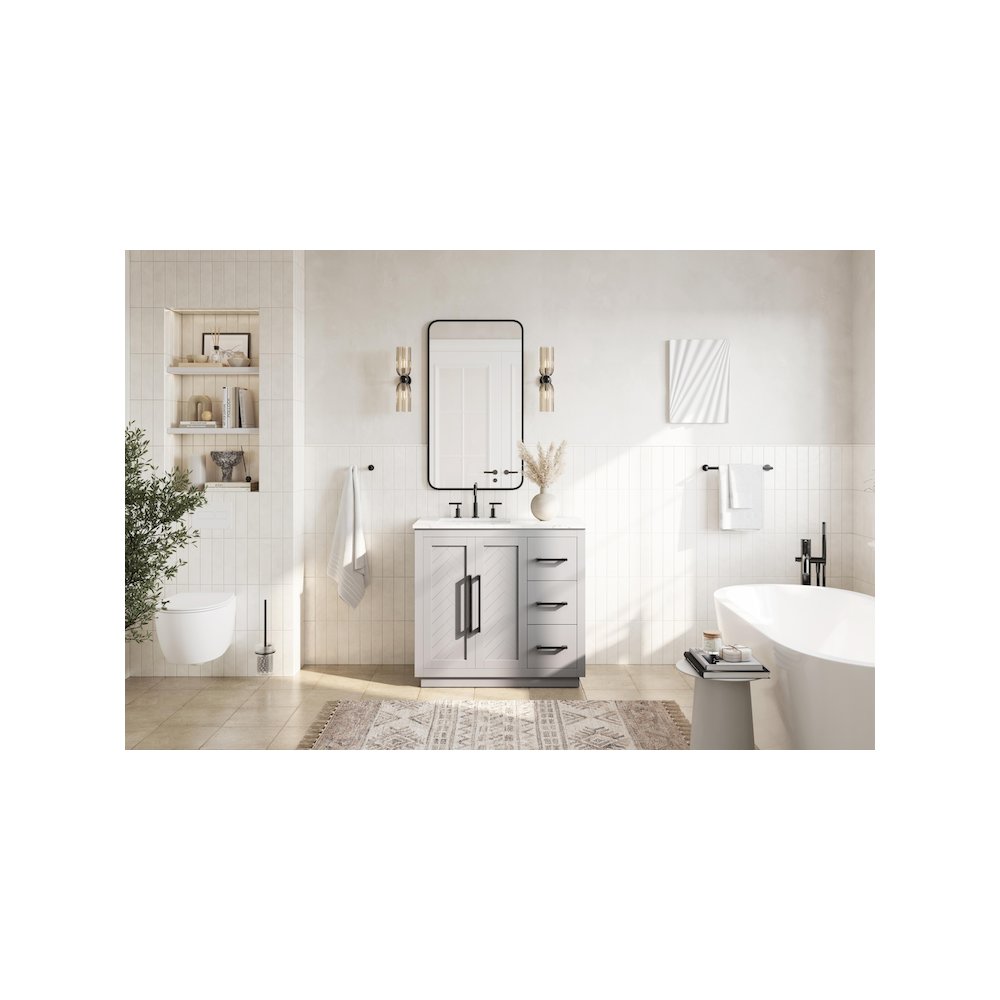 36 inch Single Bathroom Vanity in Grey. Picture 4