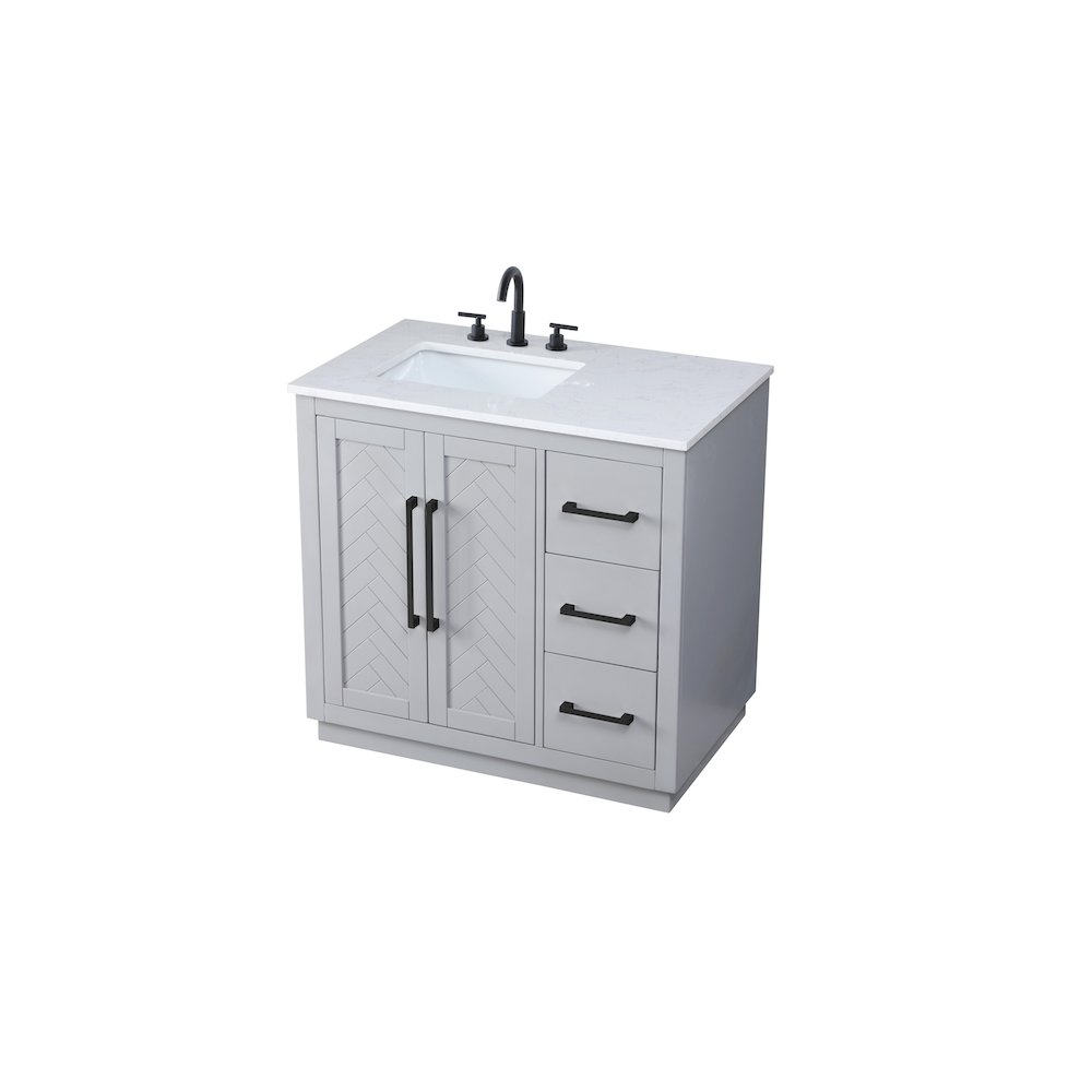 36 inch Single Bathroom Vanity in Grey. Picture 6