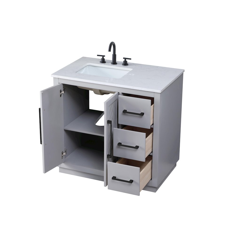 36 inch Single Bathroom Vanity in Grey. Picture 7