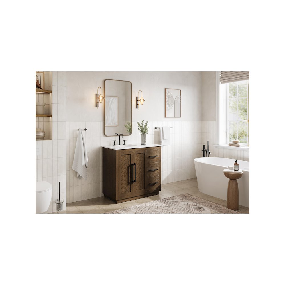 36 inch Single Bathroom Vanity in Hazel Oak. Picture 3
