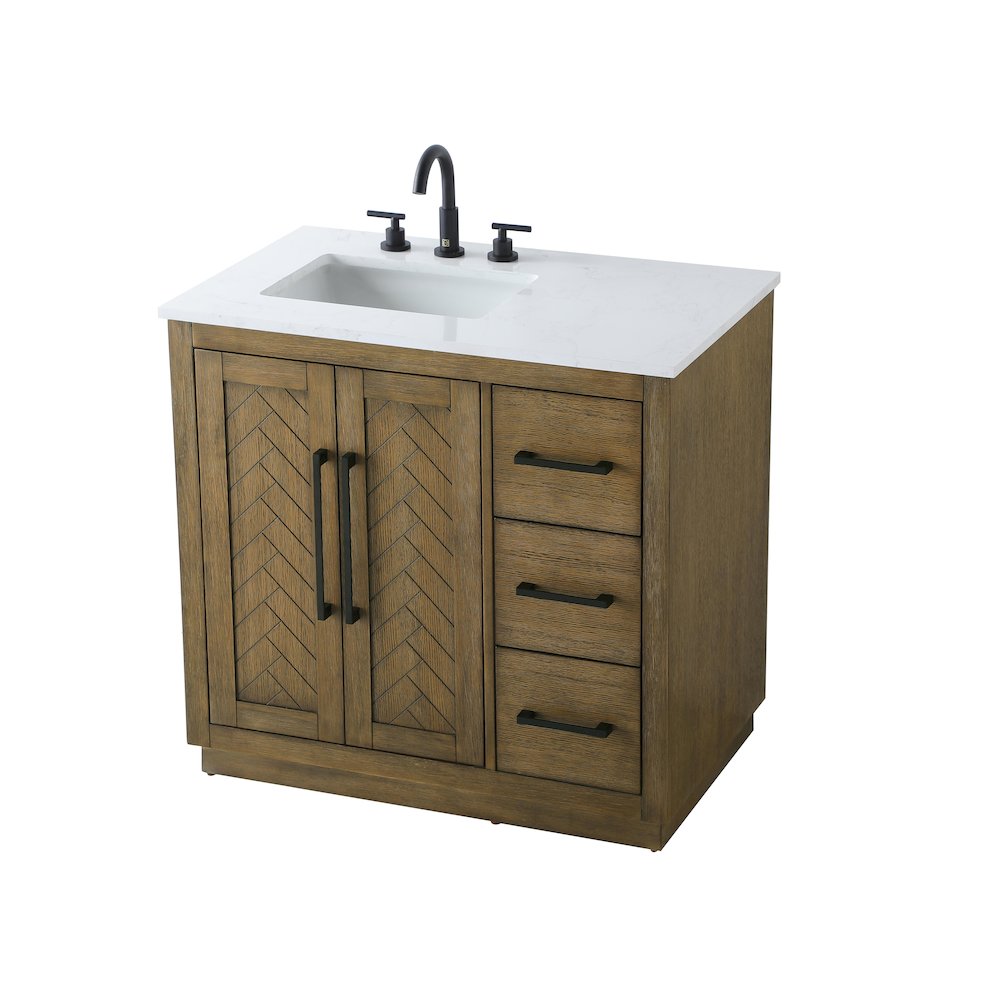 36 inch Single Bathroom Vanity in Hazel Oak. Picture 6