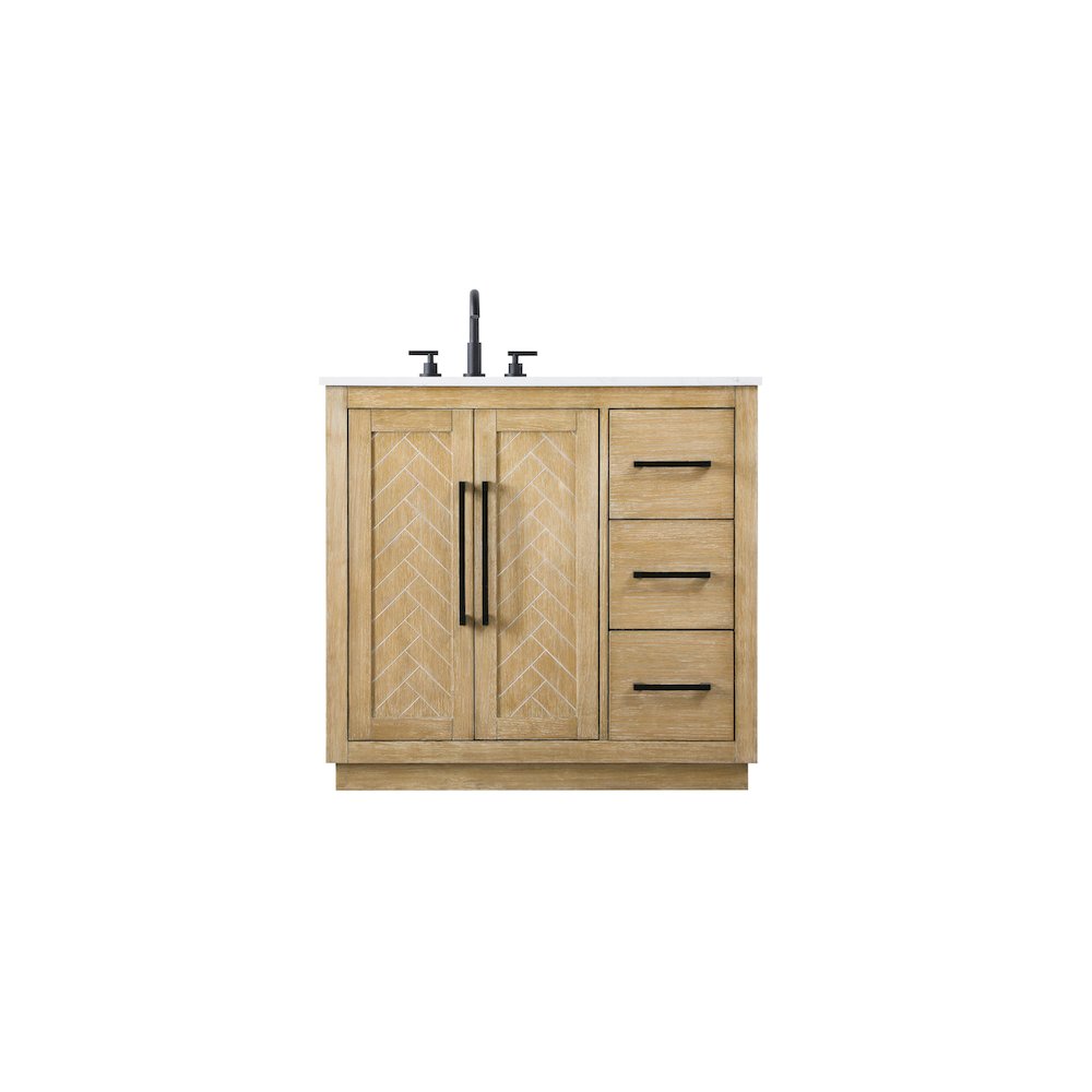 36 inch Single Bathroom Vanity in Linen Oak. Picture 1