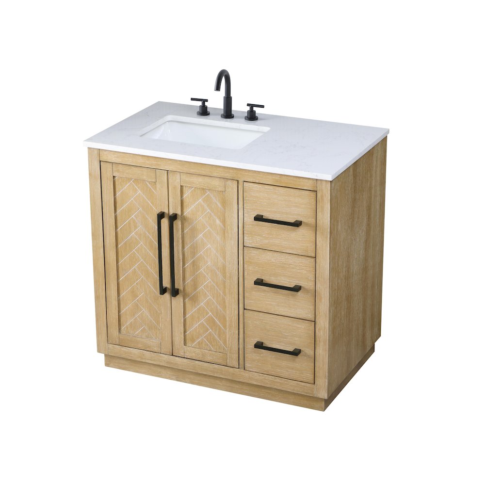 36 inch Single Bathroom Vanity in Linen Oak. Picture 6