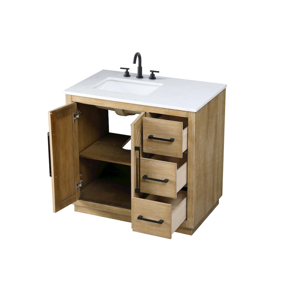 36 inch Single Bathroom Vanity in Linen Oak. Picture 7